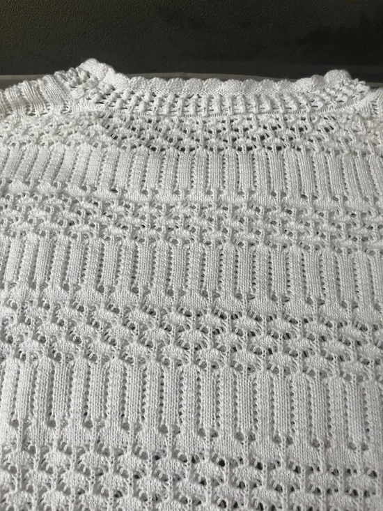 LOFT White Openwork Scoopneck Knit Sweater - Picture 8 of 11